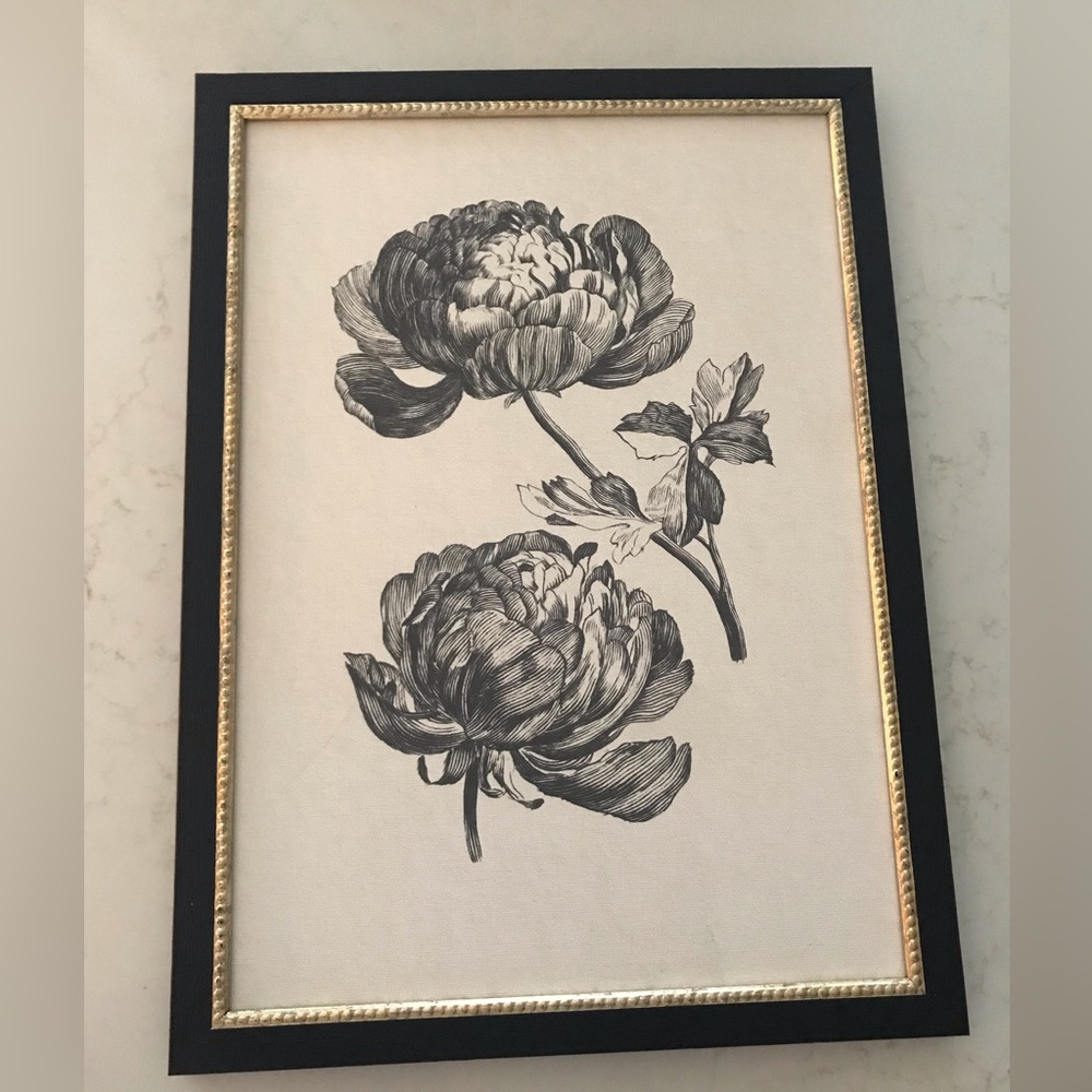 Petal Lane Framed Black & White Floral Wall Art 11x15